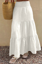 Solid Asymmetric Drape Midi Skirt