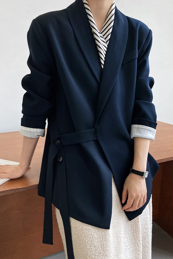 Draped Apple Collar Blazer