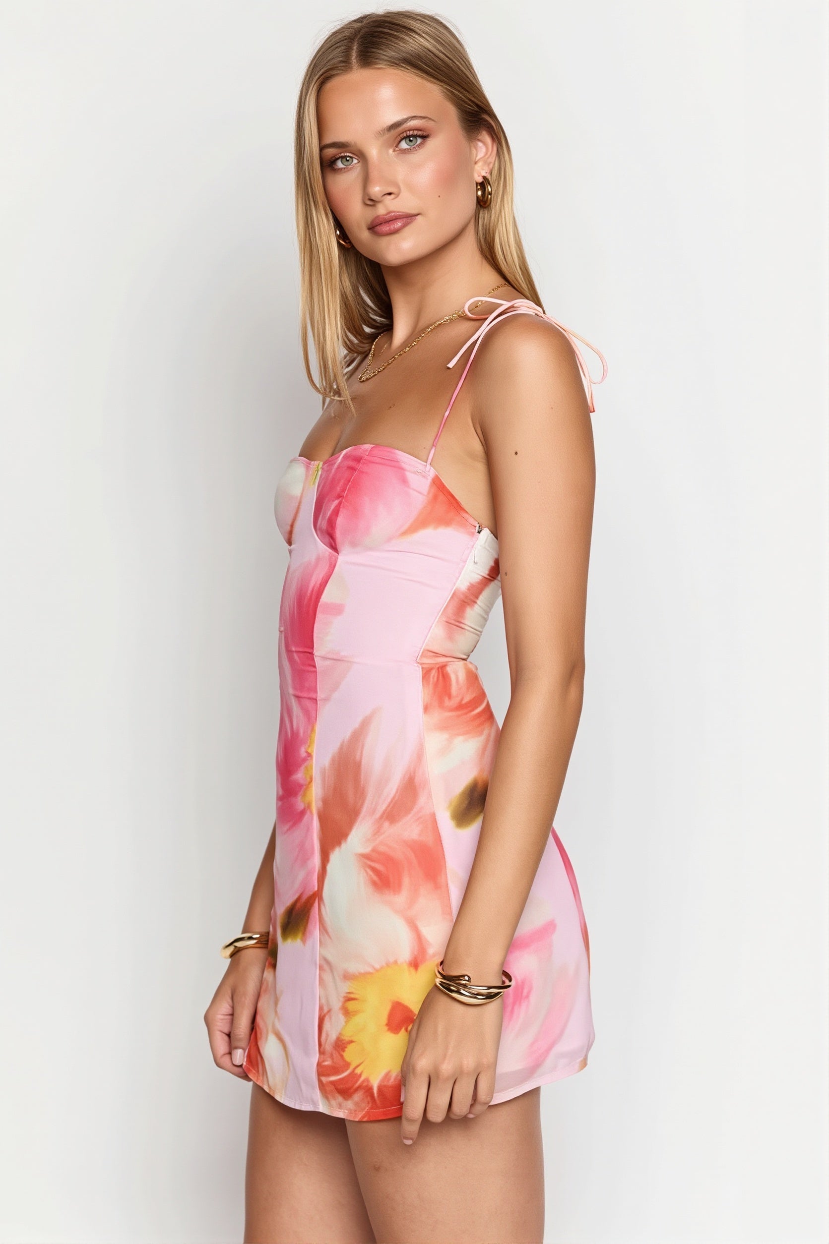 Floral Backless Bodycon Mini Dress