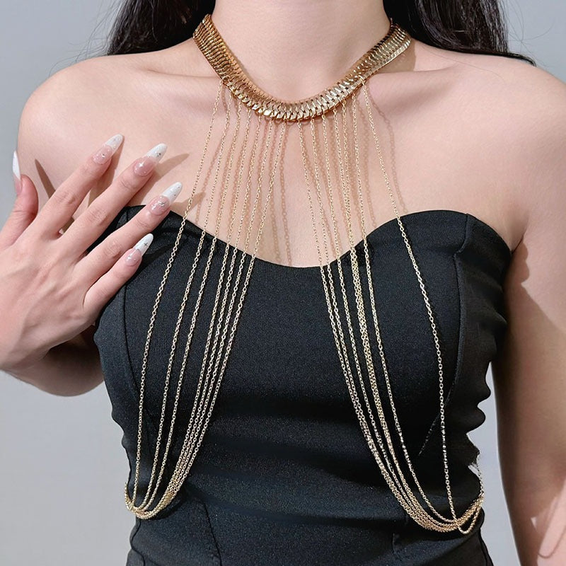 Sleek Gold Tassel Body Chain