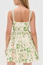 Cami Plant Print Mini Boho Dress