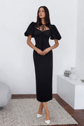 Elegant Puff Sleeve Bodycon Maxi Dress