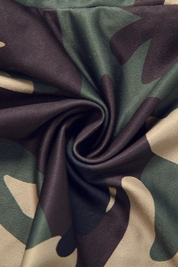 Camouflage Print Low Rise Straight Pants