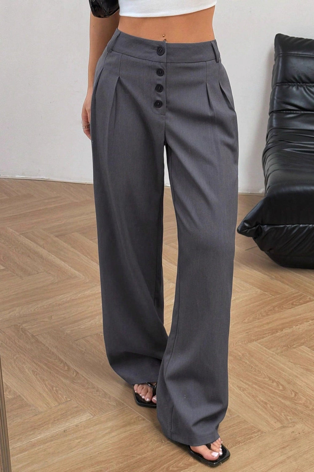 Vintage Button Front Drape Pants