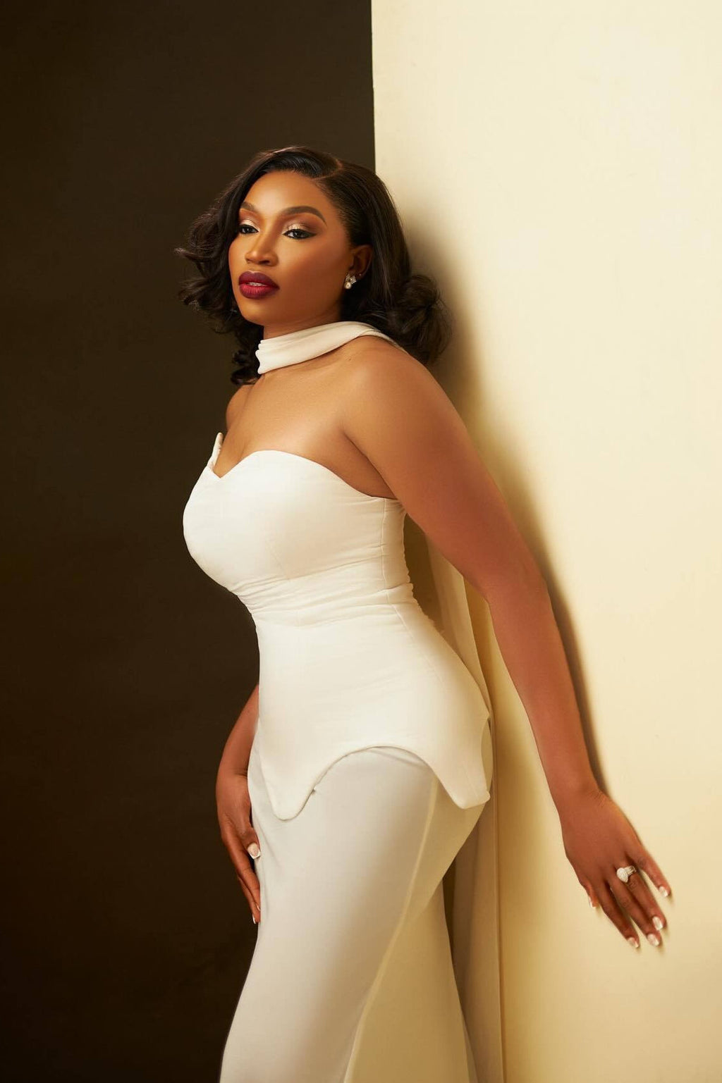 Simple Long Streamer Strapless Bodycon Prom Dress