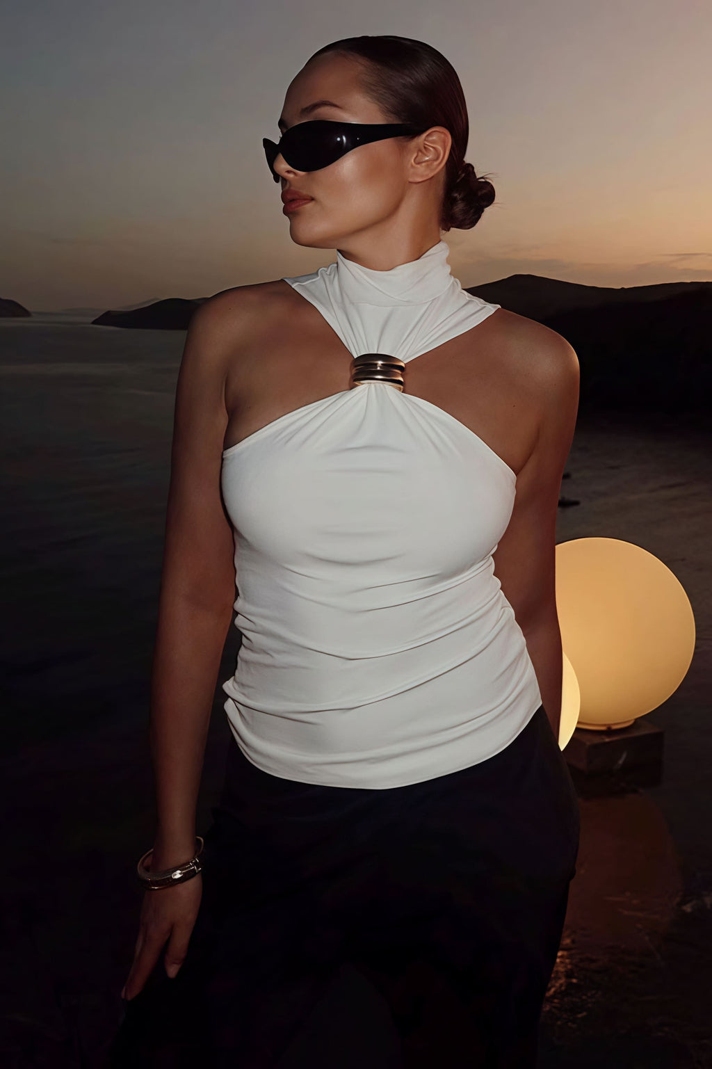 Minimalist Solid Metal Slim Halter Top