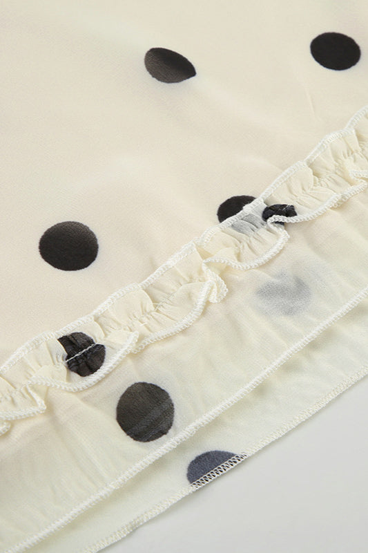 High Waist Polka Dot A-Line Midi Skirt