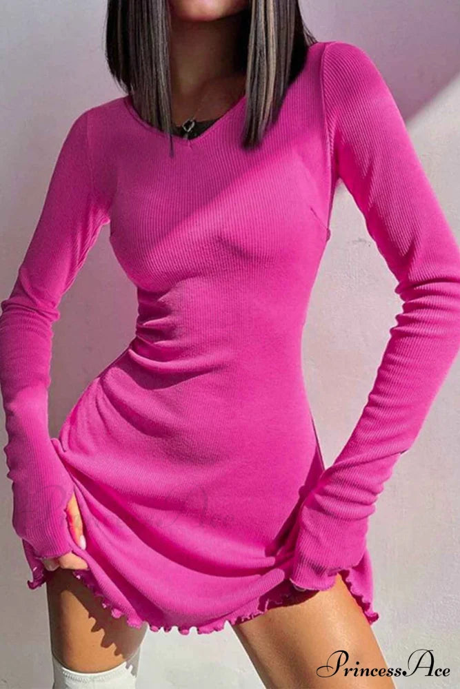 Back Strap Long Sleeve Mini Dress