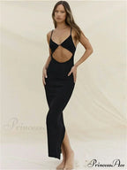Backless Beach Elegant Party Sleeveless V Neck Cutout Mini Sun Split Wrap Maxi Dress