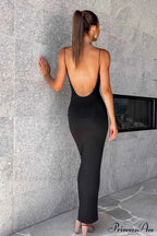 Backless Cami Dress In Solid Color