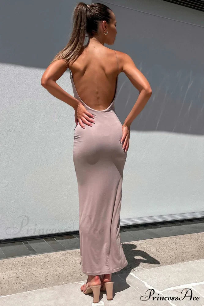 Backless Cami Dress In Solid Color