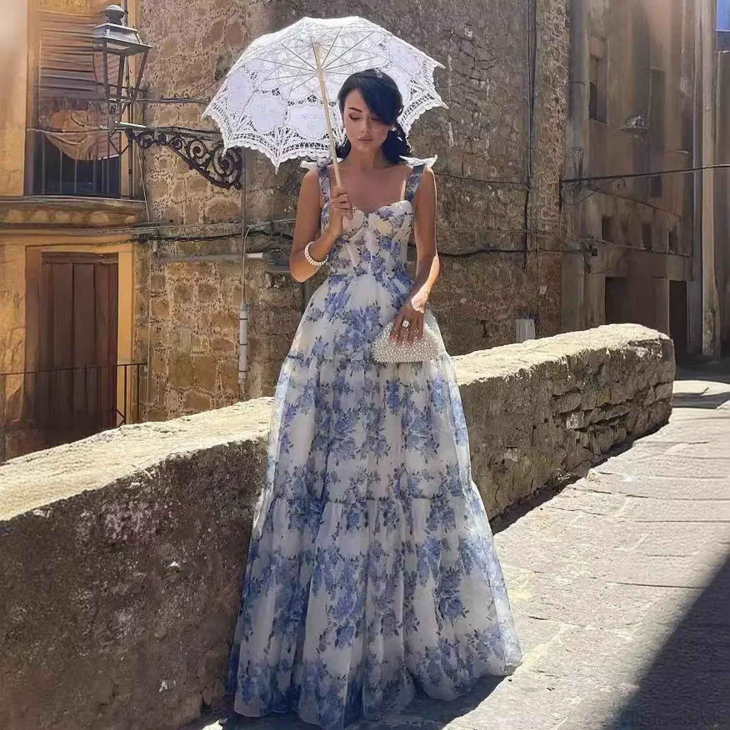Backless Deep V Prom Dress