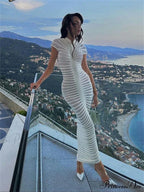 Backless V Neck Gown Maxi Dress