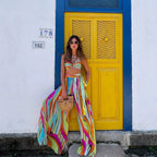 Bandage Bikini Set With Printed Pants Three Piece Swimsuit