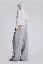 Y2K Star Patch Ripped Loose Pants