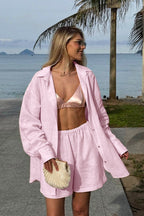 Casual Versatile Cardigan Shorts Two Piece Set