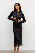 Slim Floral Print Long Sleeve Skirt Set