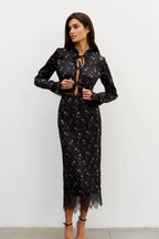 Slim Floral Print Long Sleeve Skirt Set
