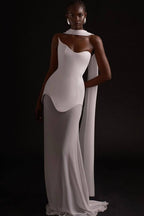Simple Long Streamer Strapless Bodycon Prom Dress