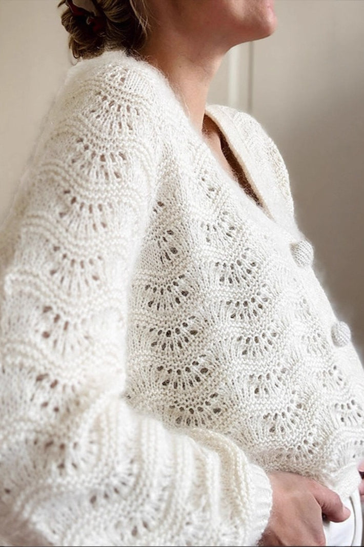 Autumn-Winter Crochet Hollow-Out V-Neck Knit Cardigan