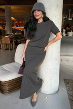 Knit Short Sleeve Pencil Skirt Sets
