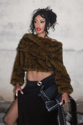 Solid Furry Thick Off-Shoulder Coat