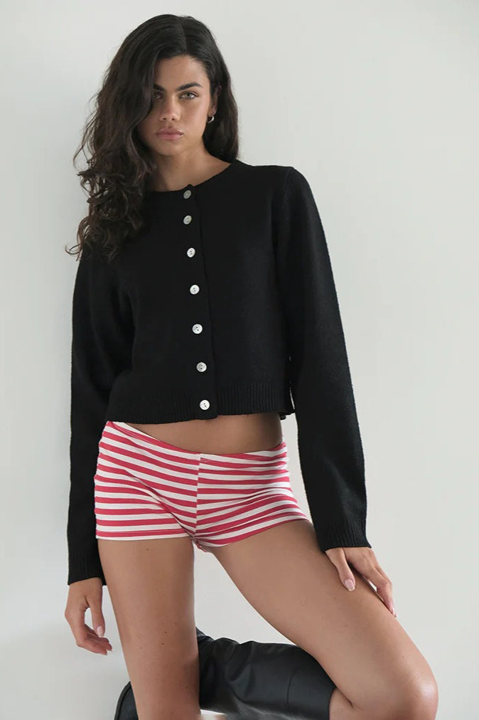 Casual Stripe Skinny Low Waist Shorts
