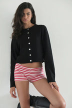Casual Stripe Skinny Low Waist Shorts