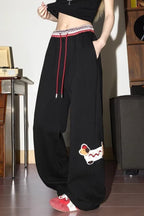 Print Loose Straight Leg Sweat Pants
