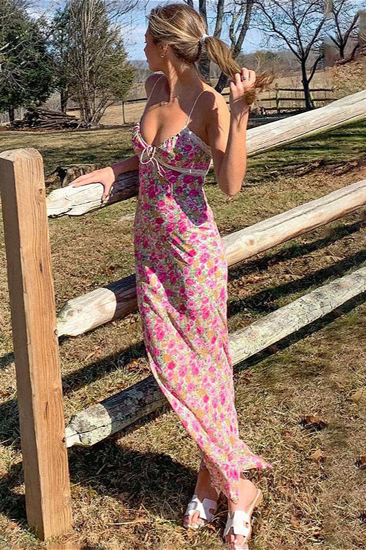 Lace Trim Cami Sweet Floral Dress