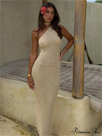 Beach Knitted Halter Bodycon Maxi Dress