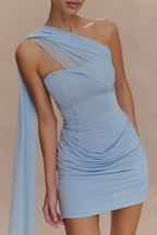 Strapless Ruched Bow Tie Mini Dress