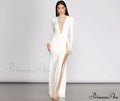 Beka Mesh And Heat Graceful Stone High Slit Dress