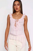 White Lace Tie Backless Tank Top