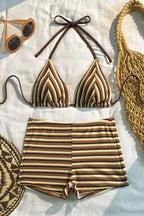 Striped Towel Cloth Fresh Bikini Set