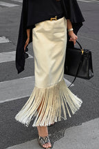 Elegant Tassel Straight Midi Skirt
