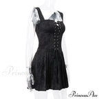 Black Front Stylish Lace-Up Mini Dress