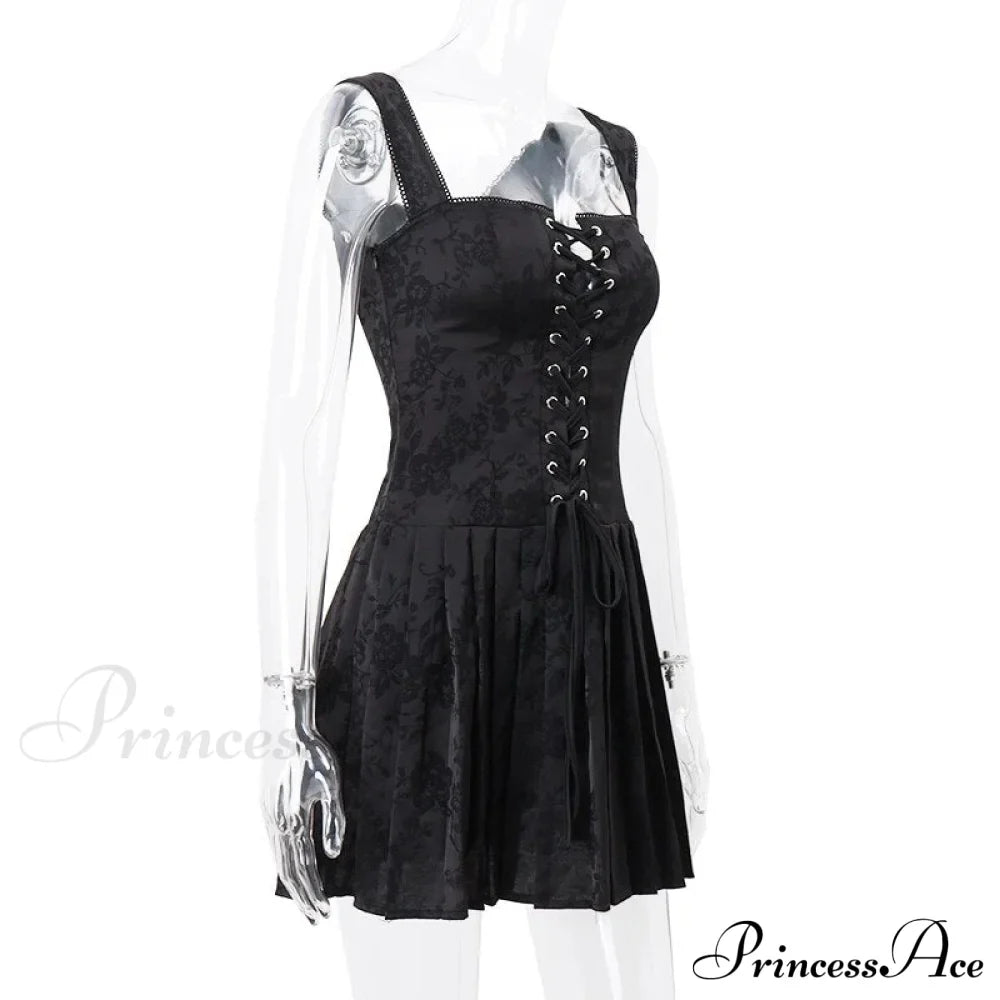 Black Front Stylish Lace-Up Mini Dress