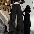 Black Parachute Cargo Pants Y2K