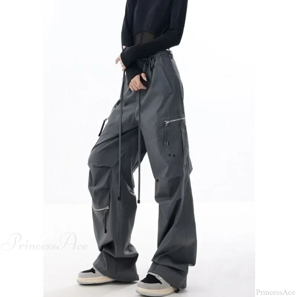 Black Parachute Cargo Pants Y2K