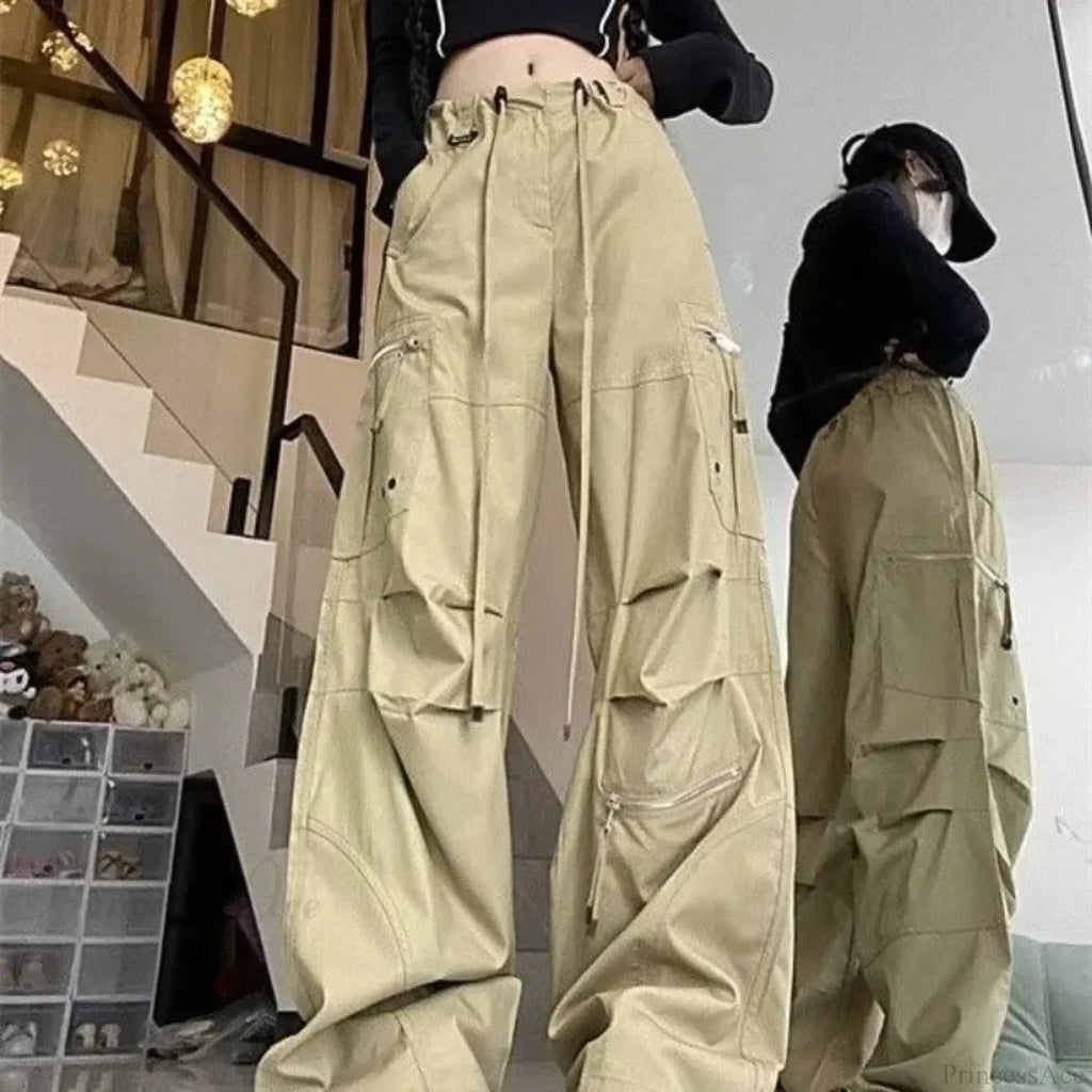 Black Parachute Cargo Pants Y2K
