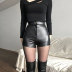 Black Pu High Waist Short