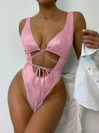 Black Snake Print Criss Cross One Piece