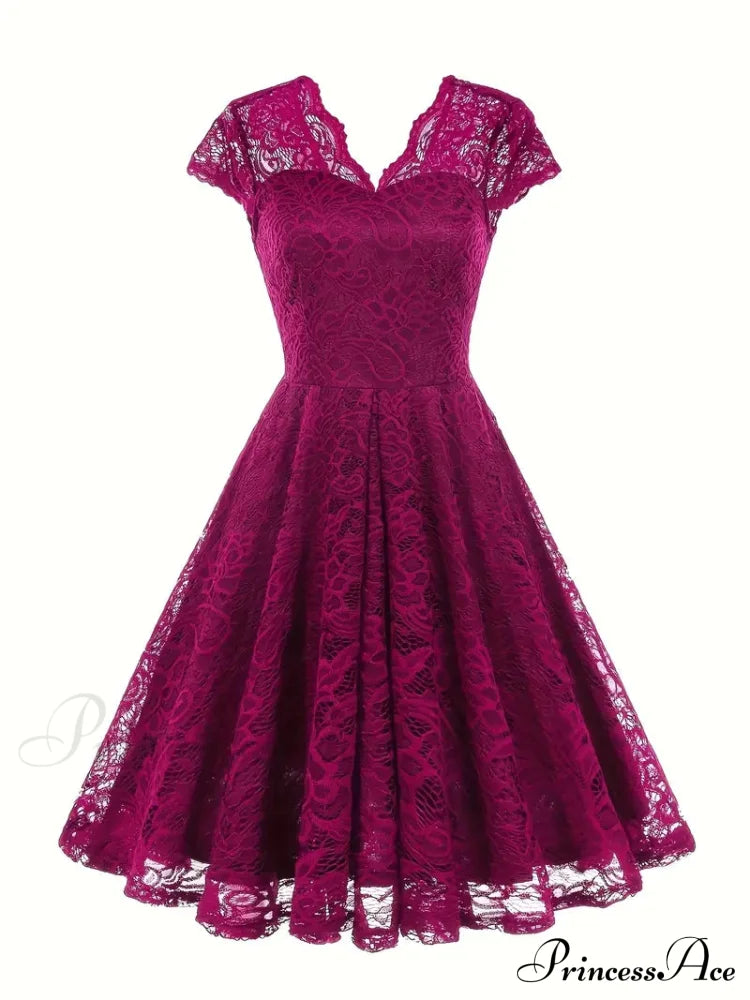 Black V Neck Cap Sleeve A Line Dress For Parties