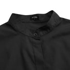 Blouse Office Arm - V Button Flare Up White Neck