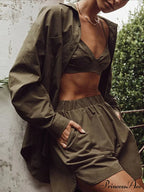Blouse Outfits With Clothing Pieces Blouses Two Warm-Season Mini Tracksuits Women Cotton Sets Shorts