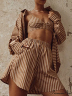Blouse Outfits With Clothing Pieces Blouses Two Warm-Season Mini Tracksuits Women Cotton Sets Shorts