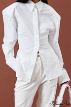 Blouse White Arm Shoulder Long Backless With Up Lace Pads