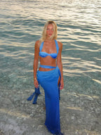 Blue Bikini With Skirt Three Piece Swimsuit