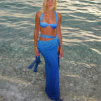 Blue Bikini With Skirt Three Piece Swimsuit